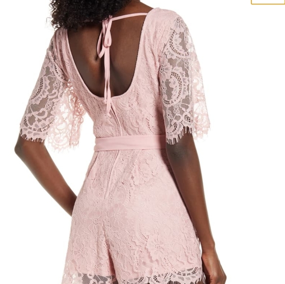 Macy's Lace Romper Lined Pink - Picture 2 of 4